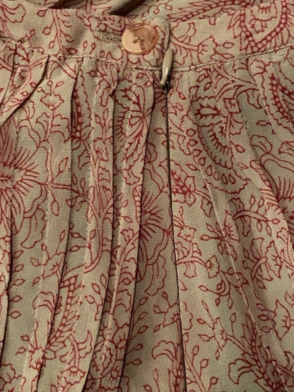 Soft Surroundings skirt  Boho Tan Red  Embroidered Sequins Peasant Flowy Maxi M - Picture 5 of 10